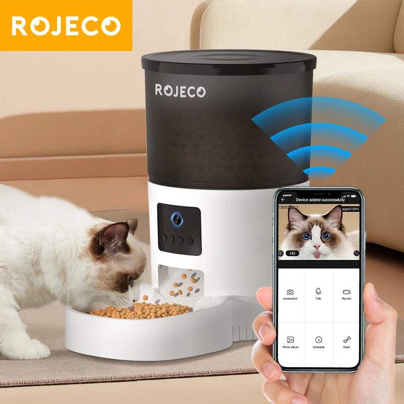 Smart Automatic Cat Feeder with Camera – Video Monitoring, Voice Recorder & Remote Control for Cats and Dogs