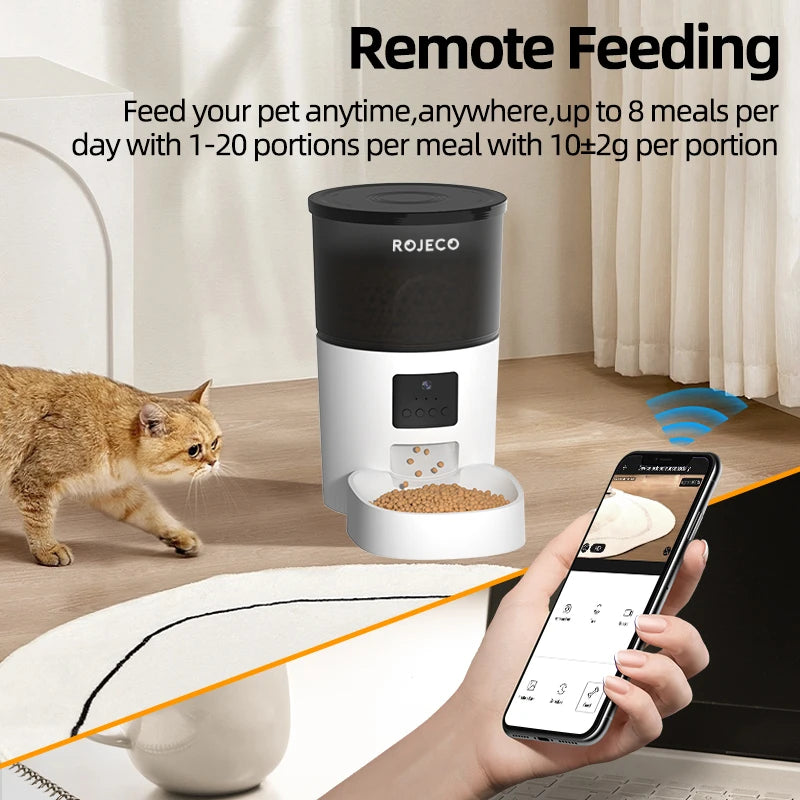 Smart Automatic Cat Feeder with Camera – Video Monitoring, Voice Recorder & Remote Control for Cats and Dogs